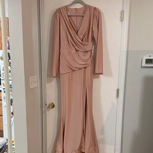 Long Sleeve Peach Dress